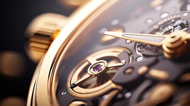 Detailed Close-Up of Gold Plated Watch Face