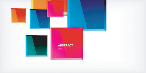 Fototapeta premium Colorful squares with reflections abstract background design. Vector Illustration For Wallpaper, Banner, Background, Card, Book Illustration, landing page