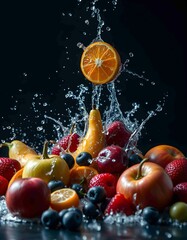 fruit in splash