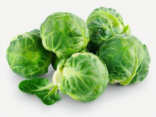 Fresh Brussels Sprouts Isolated on White Background