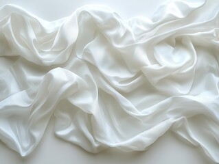 Fototapeta premium macro shot of white plastic or polyethylene bag texture highlighting the intricate details and wrinkles set against a plain white background exploring the beauty in everyday materials