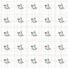Seamless pattern with cactus flowers on a checkered background