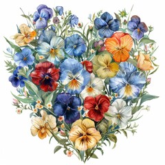 Fototapeta premium Vibrant Watercolor Flower Heart Design