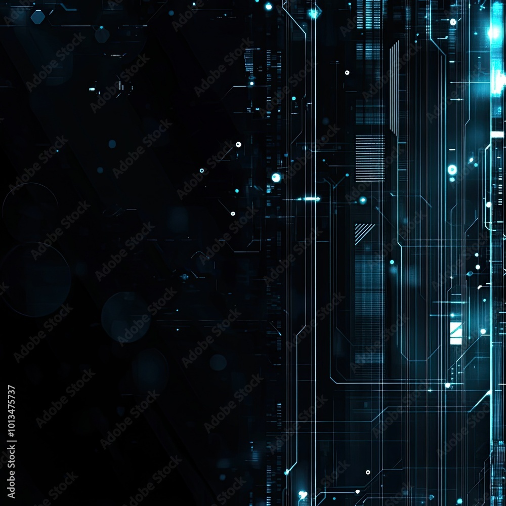 Wall mural futuristic abstract technology background with glowing lines and particles for digital innovation th