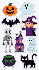 Cute Halloween Sticker Pack Spooky Cute Halloween Stickers with white boarder Generative aI