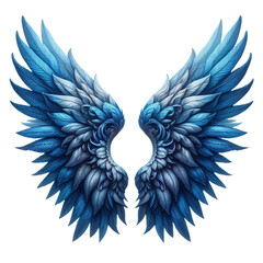 Alas de plumas azules, sin un fundo.