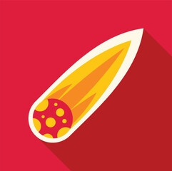 Cartoon meteor with a long tail, leaving a trail of fire