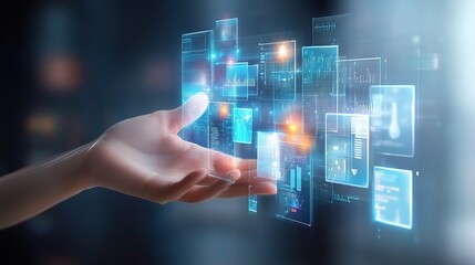 Futuristic Hand Interface with Digital Data Display