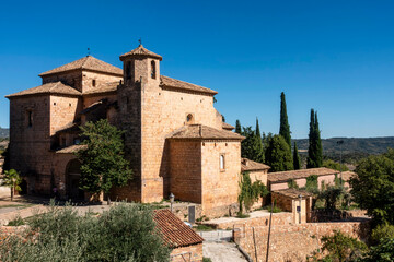 Church of San Miguel Arcangel from the late 17th century in the town of Alquezar. Huesca, Aragon, Spain.