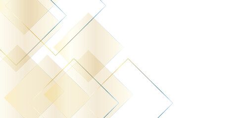 Fototapeta premium Square pattern on banner design. Modern and minimal concept golden abstract geometric background. Vector abstract elegant with copy space template design.