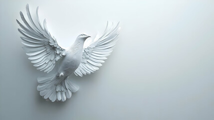 Obraz premium 3D Light Grey Background with Dove Outline for Peace Message - Minimalist Design for Human Rights Day, Ideal Copy Space