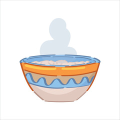 Bowl of hot food on white background