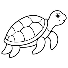 Turtle silhouette vector illustration with a detailed shell and hinged plastron. Ideal for nature-themed designs, logos, and educational materials.