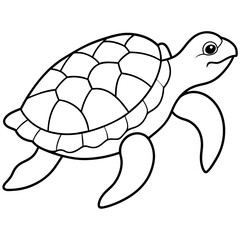 Turtle silhouette vector illustration with a detailed shell and hinged plastron. Ideal for nature-themed designs, logos, and educational materials.