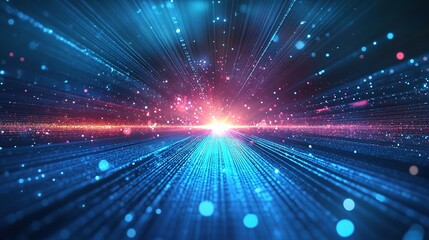 Obraz premium Abstract Digital Light Rays in Blue and Red Colors