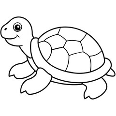 Turtle silhouette vector illustration with a detailed shell and hinged plastron. Ideal for nature-themed designs, logos, and educational materials.