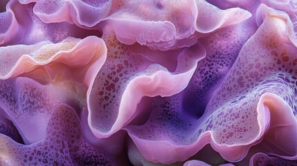 Abstract Close-Up of a Delicate Pink and Purple Organism, Featuring Intricate Details and a Textured Surface