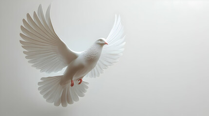 Obraz premium 3D Minimalist Light Grey Background with Dove Outline for Peace Message - Ideal Design for Human Rights Day, Large Copy Space Available