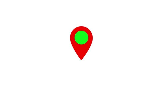 Location pin mark. Animated to map symbol on background. map, mark, icon, media, location.