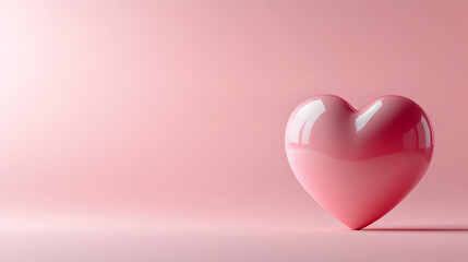 3D Plain Soft Pink Background with Heart Icon: Compassion Message Space for Human Rights Day, Generous Copy Area, and Wide Shot Focus