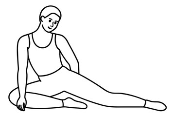 Seated Pilates Stretch for Flexibility with Vector Illustration of an Individual in Motion
