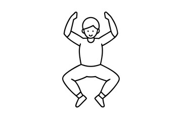 Dynamic Line Art of a Person in Mid Air Squat Jump with a Vector Illustration
