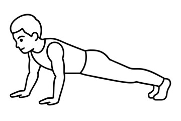 Vector Illustration of a Person in Midway Plank Position for Fitness Enthusiasts
