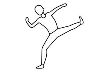 Elegant vector illustration of a graceful figure performing a tai chi movement
