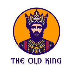 Bearded King Wearing Crown and Colorful Attire