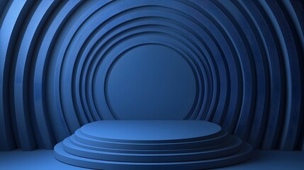Obraz premium blue podium with circles background.