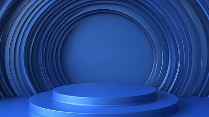 Obraz premium blue podium with circles background.