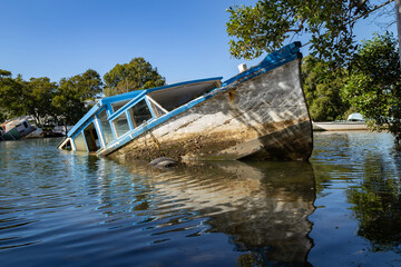 old boat on the river
