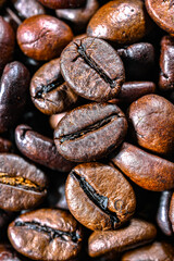 Close up of roasted coffee beans