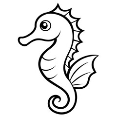 Funny Seahorse Vector Illustration on White Background Cartoons, Clipart, Line Art Design, Funny seahorse vector art on white background, ideal for cartoons, clipart, and line art designs