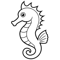 Funny Seahorse Vector Illustration on White Background Cartoons, Clipart, Line Art Design, Funny seahorse vector art on white background, ideal for cartoons, clipart, and line art designs