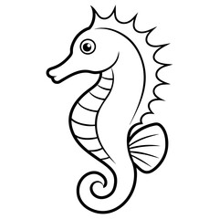 Funny Seahorse Vector Illustration on White Background Cartoons, Clipart, Line Art Design, Funny seahorse vector art on white background, ideal for cartoons, clipart, and line art designs