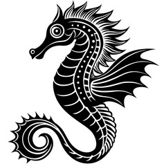 Fototapeta premium Funny Seahorse Vector Illustration on White Background Cartoons, Clipart, Line Art Design, Funny seahorse vector art on white background, ideal for cartoons, clipart, and line art designs