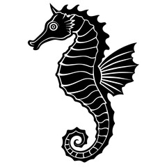 Funny Seahorse Vector Illustration on White Background Cartoons, Clipart, Line Art Design, Funny seahorse vector art on white background, ideal for cartoons, clipart, and line art designs