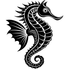 Funny Seahorse Vector Illustration on White Background Cartoons, Clipart, Line Art Design, Funny seahorse vector art on white background, ideal for cartoons, clipart, and line art designs