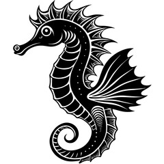 Funny Seahorse Vector Illustration on White Background Cartoons, Clipart, Line Art Design, Funny seahorse vector art on white background, ideal for cartoons, clipart, and line art designs