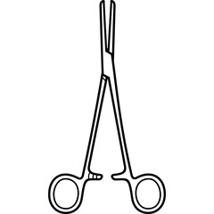 Artery forceps. Surgical  instrument. Vector outline icon.