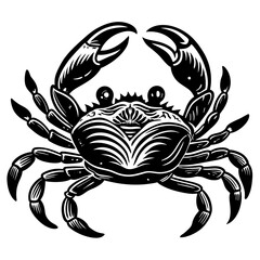 Crab Silhouette Vector isolated on a white background, Sea Crab black Silhouette Clipart