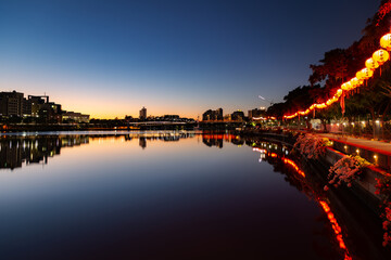 view of the river and city at dawn