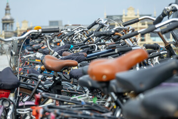 Bicycle Parking and Facades of Old Buildings in Amsterdam