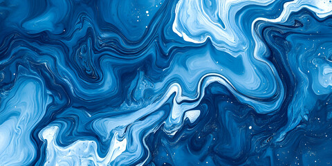 Obraz premium Elegant Blue Marble Fluid Art Texture