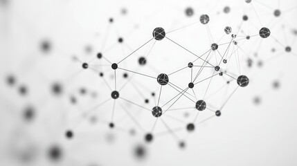 Abstract network of interconnected dots and lines against a white background.