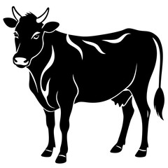 Cow animal silhouette. Cow silhouette isolated on white background. Cow vector illustration.
