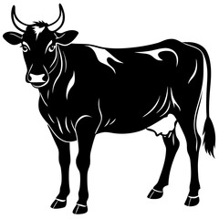 Cow animal silhouette. Cow silhouette isolated on white background. Cow vector illustration.