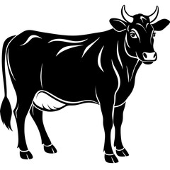 Cow animal silhouette. Cow silhouette isolated on white background. Cow vector illustration.
