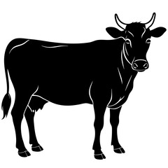 Cow animal silhouette. Cow silhouette isolated on white background. Cow vector illustration.